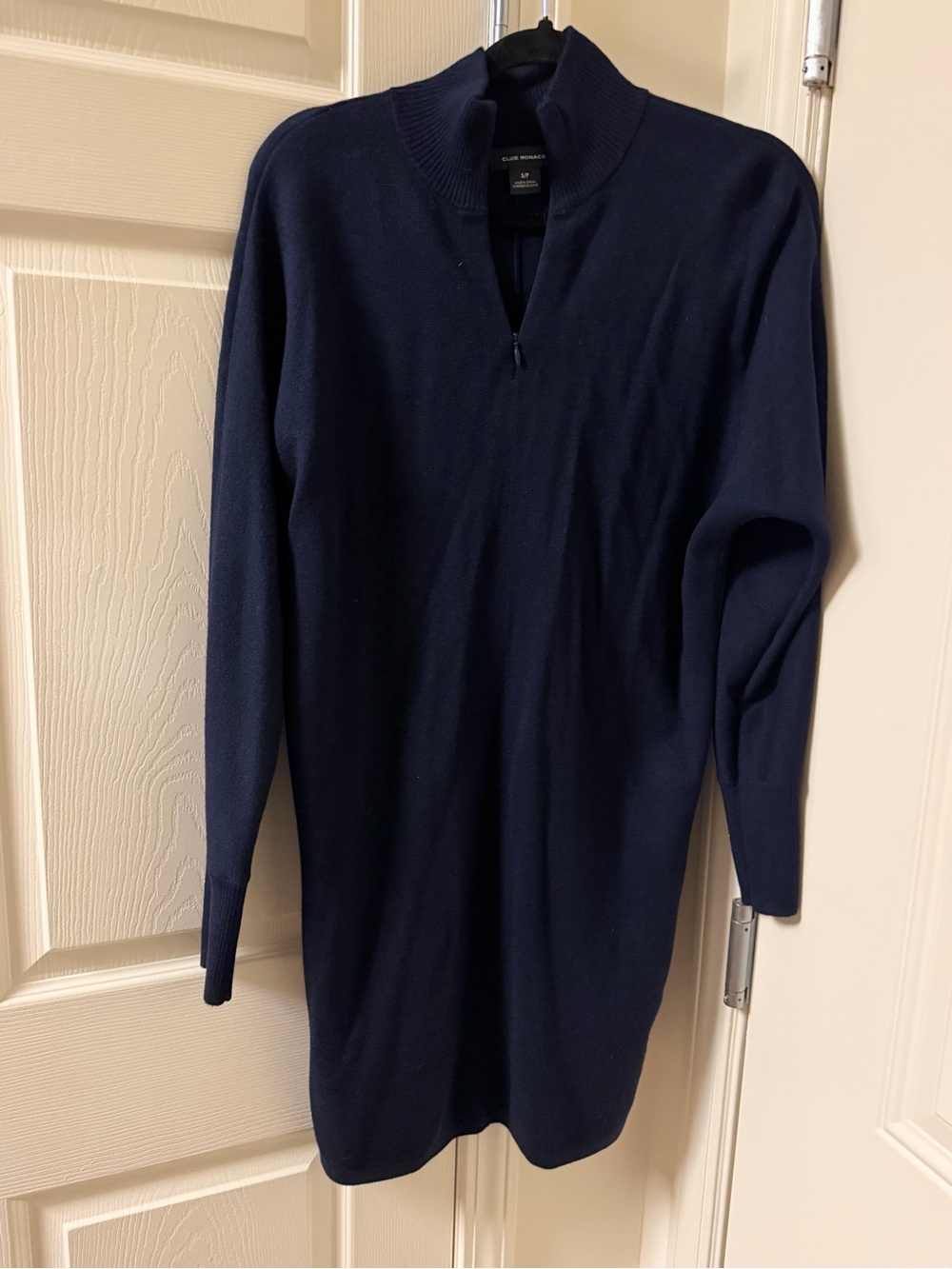 Club Monaco Deep Navy Zip-Front Knit Dress